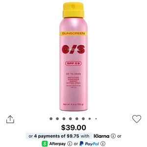 One Size On ‘TIL Dawn Mattifying Sunscreen Makeup Setting Spray SPF 28